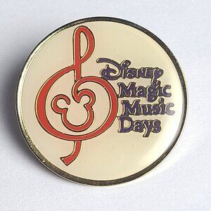Vintage Disney Magic Music Days Lapel Pin Badge Round Gold Tone